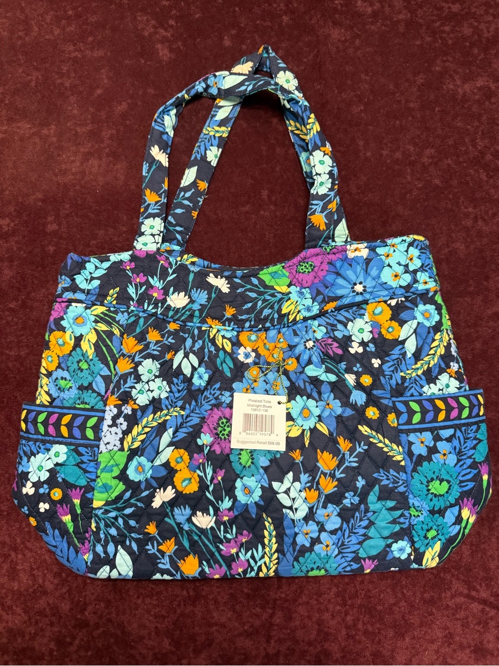 NWT Vera Bradley Pleated Tote in Midnight Blues - Picture 2 of 9
